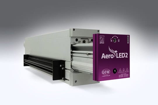 GEW 的 AeroLED2 是下一代空气冷却 UV LED 系统，用于印刷高达 70cm。