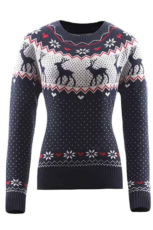 Pull De Noël Femme Renne - Sweat Manches Longues Col Rond, Imprimé Festif, Décontracté Pour Hiver