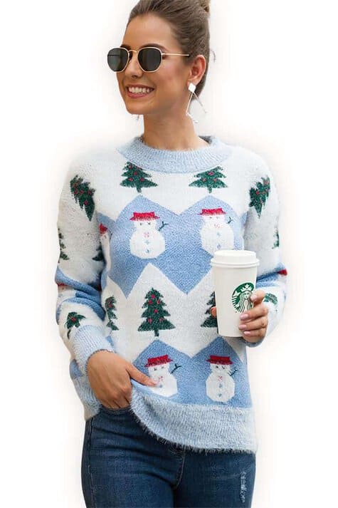 Pull De Noël "ugly Sweater" Femme - Tunique En Flanelle Douce, Motifs Festifs (rennes, Bonhommes De Neige) - Taille S à 3XL