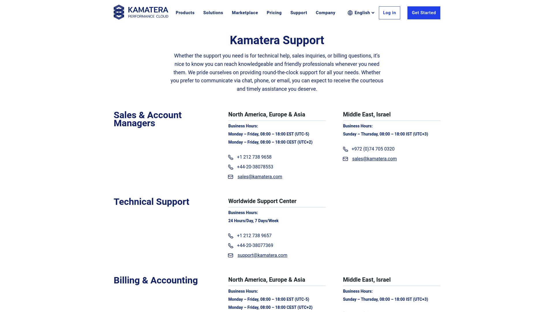 Kamatera Support Page
