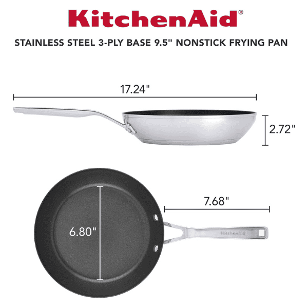 Sartén KitchenAid de acero inoxidable cepillado con base de 3 capas de 9.5"