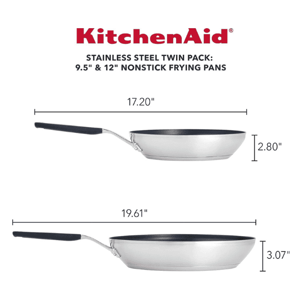Sartén KitchenAid de acero inoxidable pulido 5 cuartos