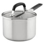Cacerola KitchenAid de acero inoxidable con marcas medidoras y tapa 1.6 cuartos
