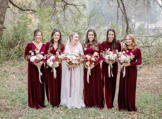 burgundy dresses bridesmaid