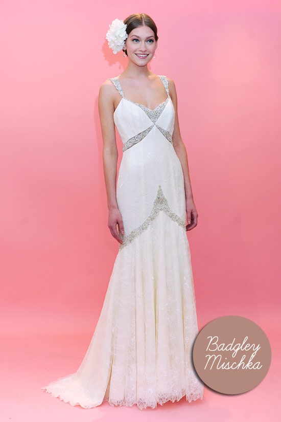 Badgley Mischka Bridal 2013 Badgley Mischka Wedding Dresses 2013 Collection Does a woman want a gray blazer with feather trim, sparkling trousers. one fab day