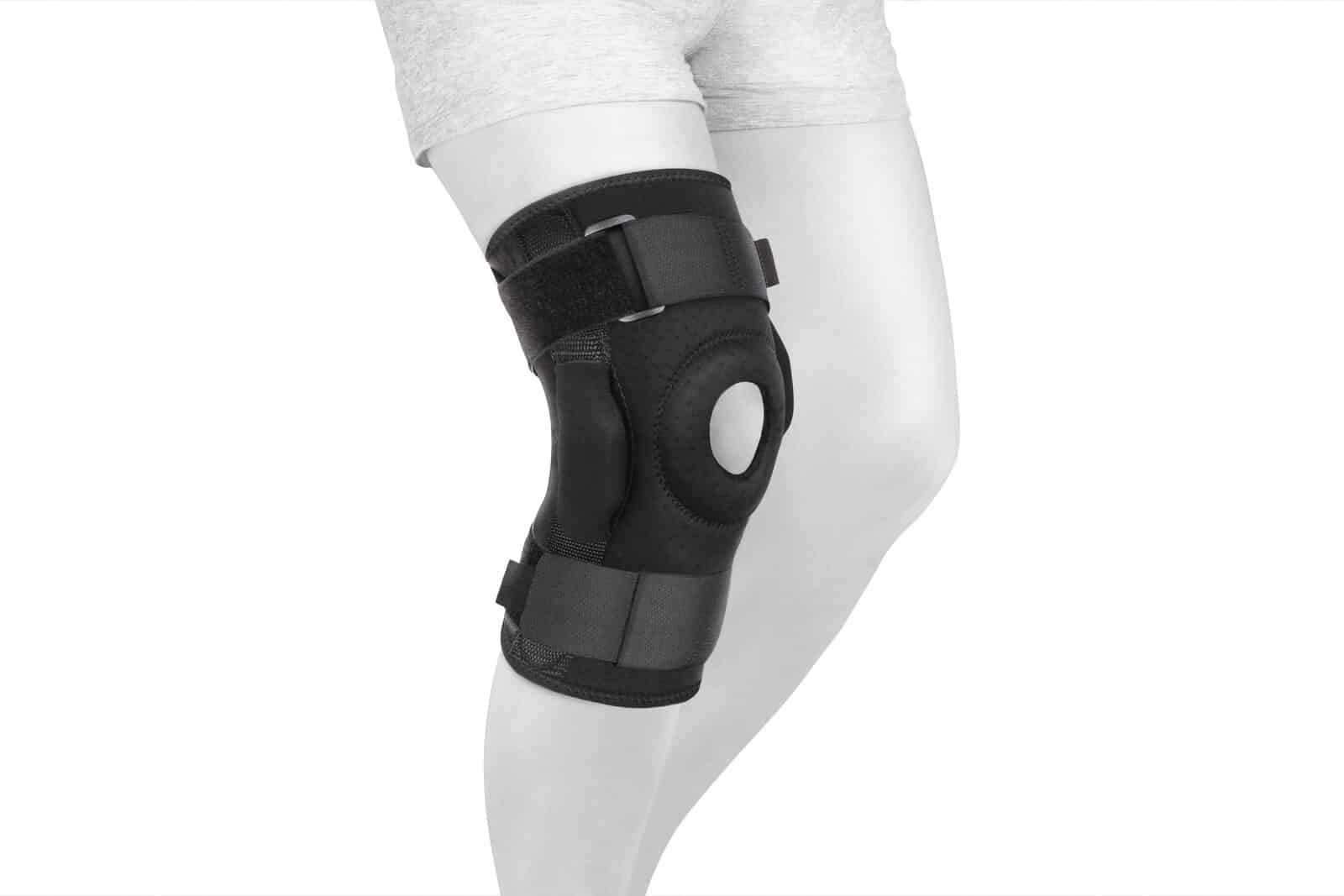 knee-support-brace-on-leg-isolated-on-white-background