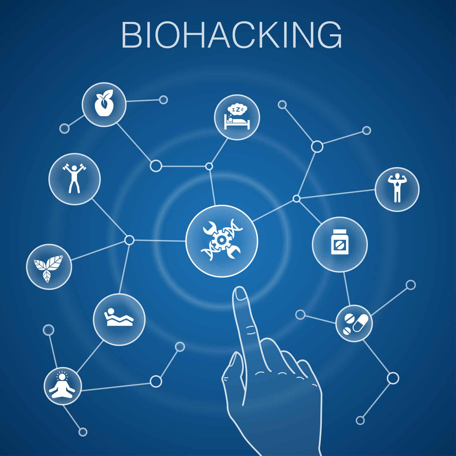 biohacking-concept-blue-background-organic-food-healthy-sleeping-meditation-drugs-icons