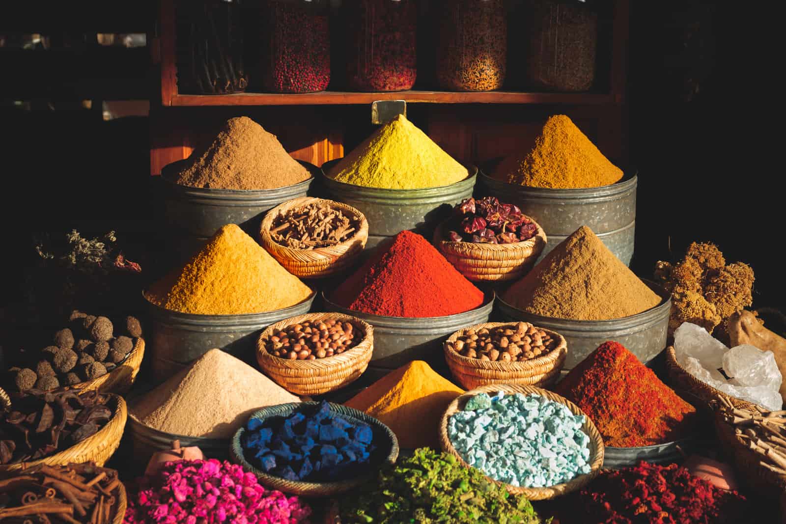 colorful-spices-at-a-traditional-market-in-marrakech-morocco