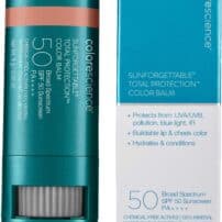 Colorescience Color Balm stick cap on next to box carton - available in Canada