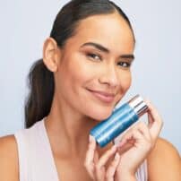 Colorescience SPF 50 Face Shield Matte sample on dark skin - available in Canada