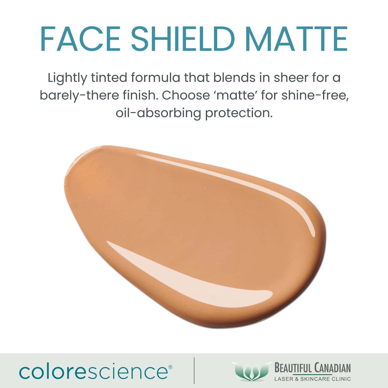 Colorescience Face Shield Matte SPF 50 sunscreen swatch tint sample - available in Canada