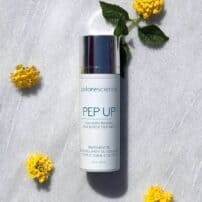 Pep-Up Collagen Renewal Face & Neck Cream flat lay image with flowers - available in Canada