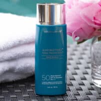 Colorescience Sunforgettable Total Protection Face Shield sunscreen product poolside