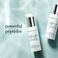 Pep Up Collagen Renewal Cream by Colorescience open and closed bottles with power peptides wording - available in Canada