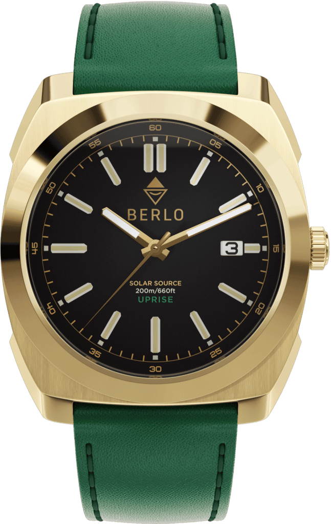 Berlo Watch green leather strap
