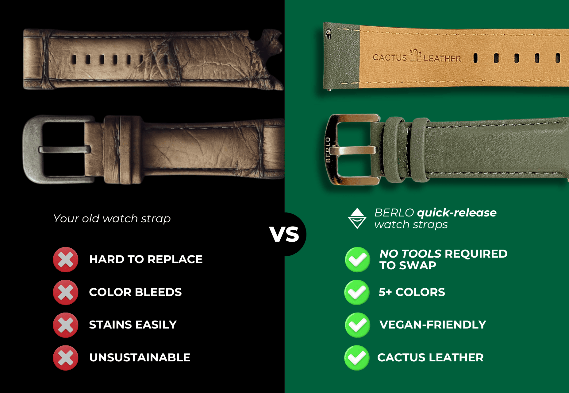 Vegan leather watch straps
