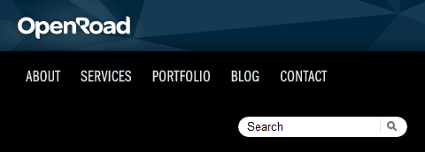 OpenRoad website menu bar layout