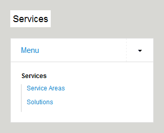 Screenshot of services submenu