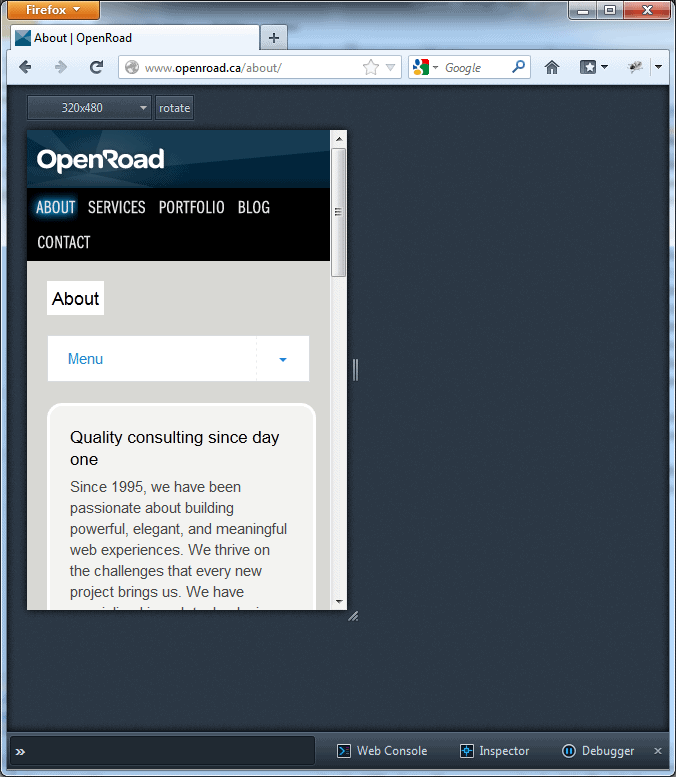 OpenRoad responsive website screenshot