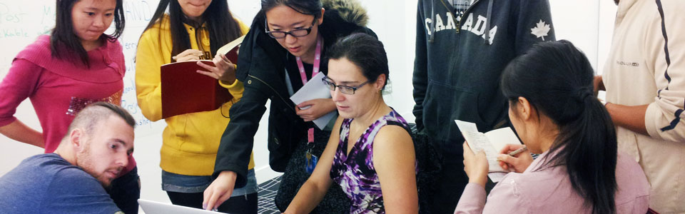Deb and students learning about user experience UX
