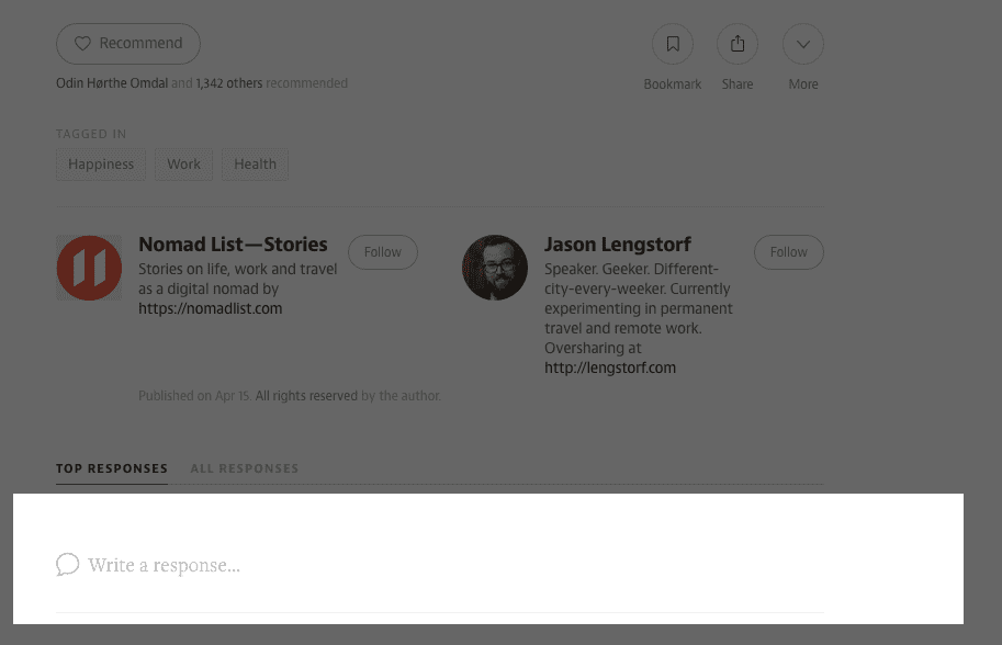Commenting on an Article on Medium with Highlighted comment block