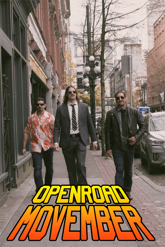 OpenRoad (OXD) Movember-3 team members with moustaches walking through Gastown