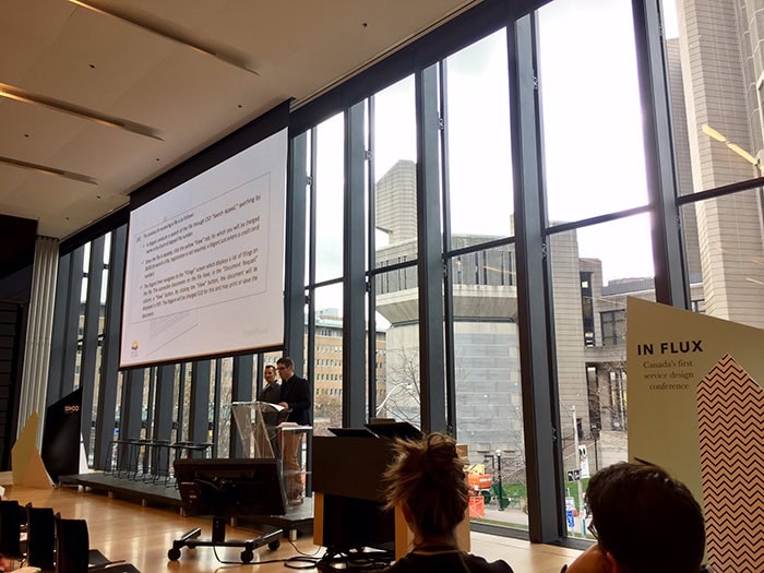 Gordon Ross of OXD speaking about service design at the In FLUX conference in Toronto, ON