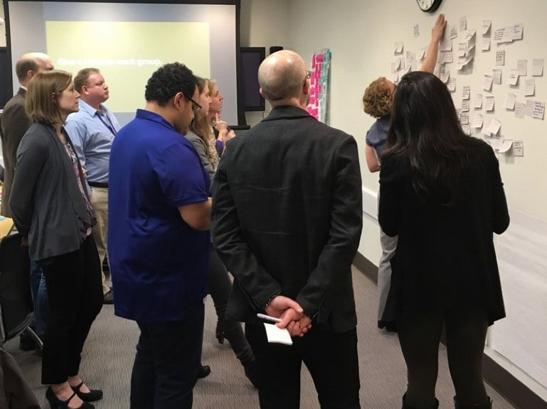 Photo of group of people brainstorming for Island Health Mapping