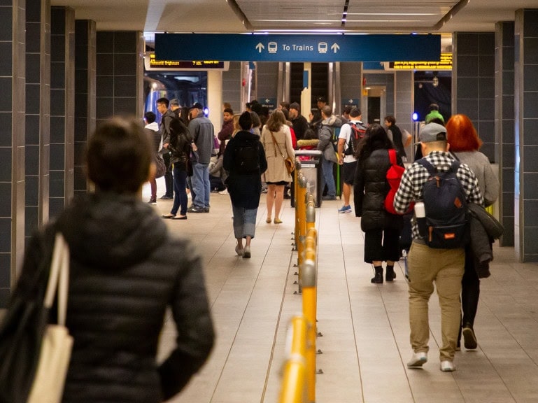 People waiting for TransLink public transportation