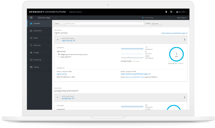 OpenShift program shown on laptop