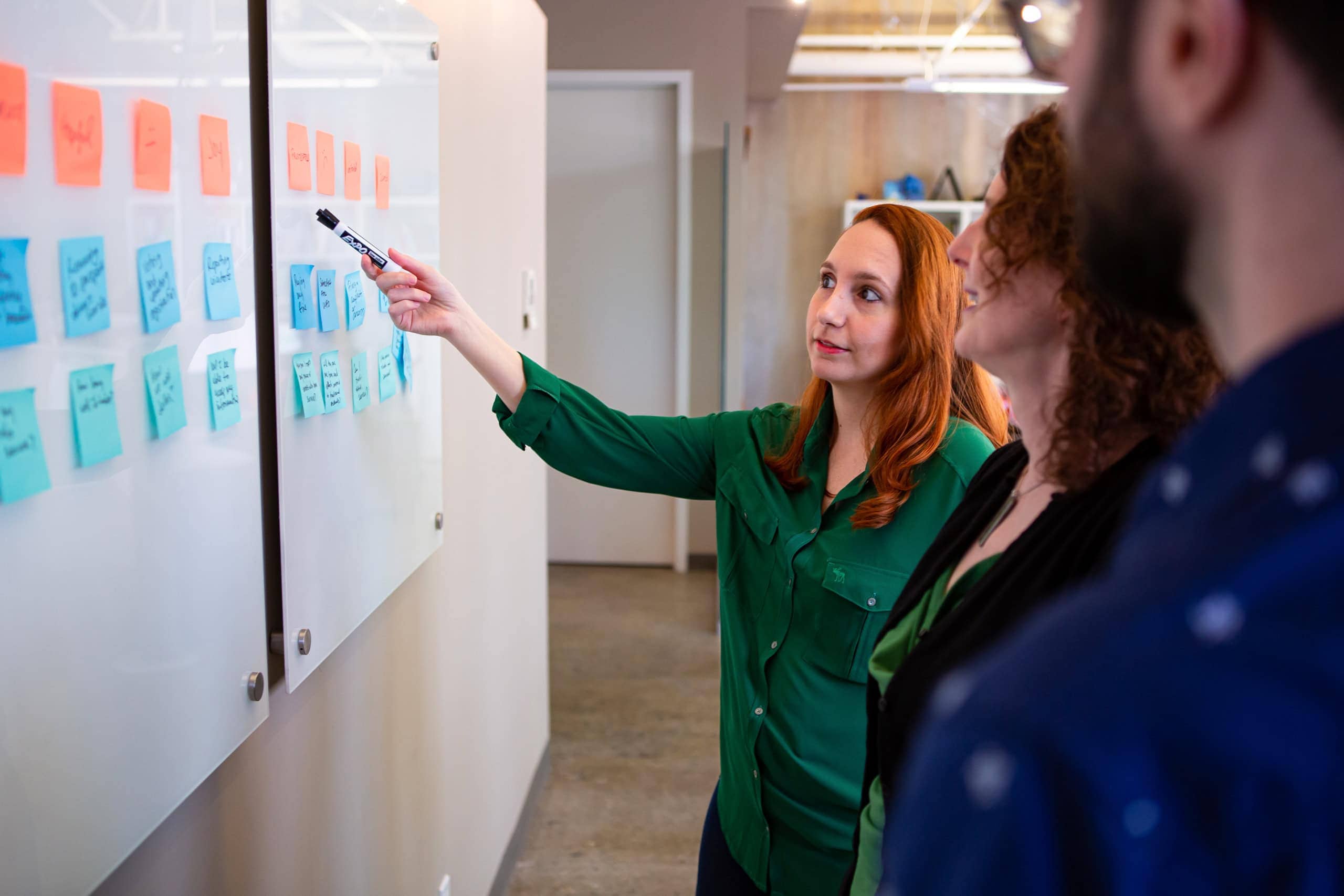 People at whiteboard planning