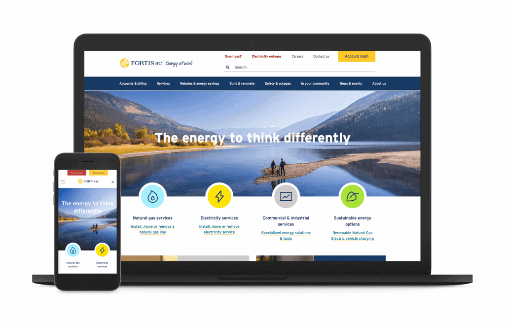 FortisBC website redesign shown on desktop and mobile