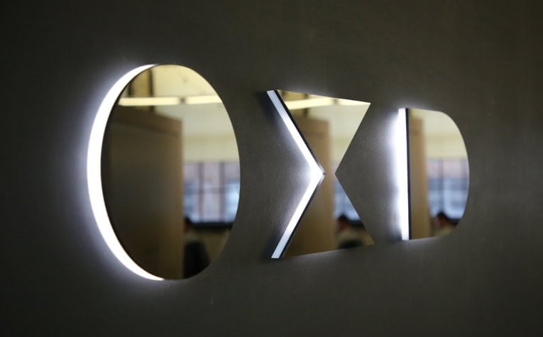 Photo of the OXD signage at Gastown office location in support of Our Story page