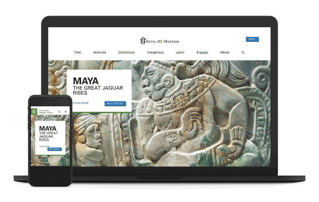 OXD redesigned Royal BC Museum's website shown on laptop
