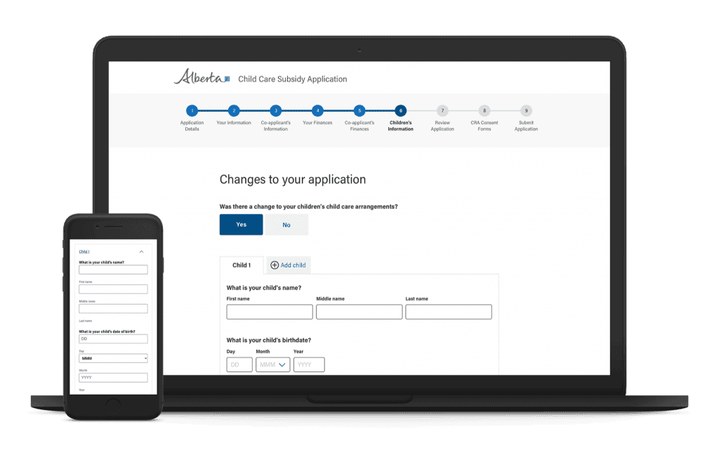 Image of new application design on laptop and iPhone after modernization by OXD