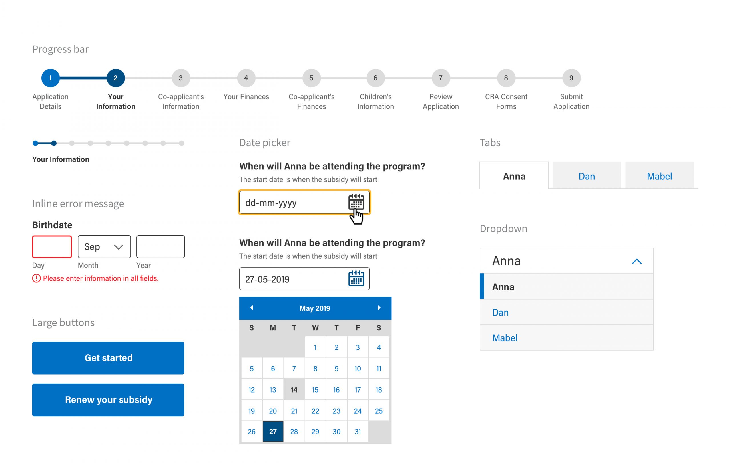 Image of form with child care data