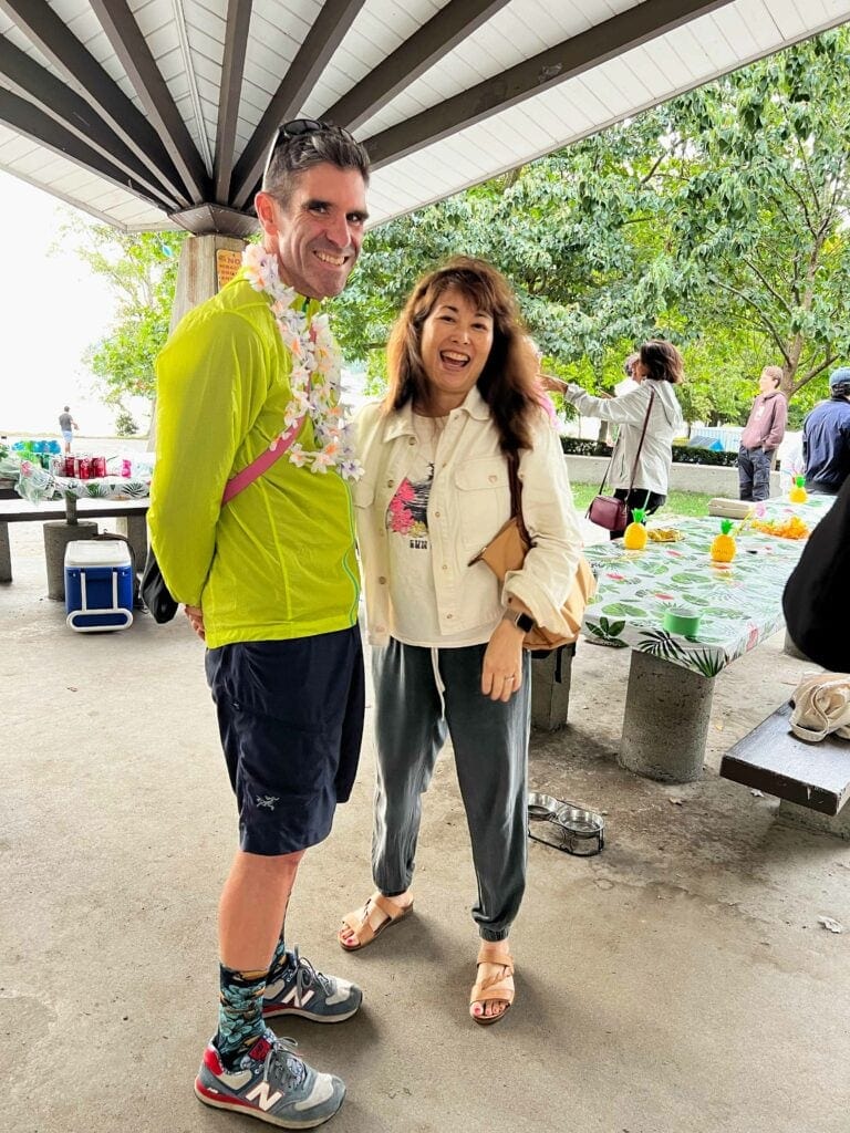 Gord and Tricia standing together laughing