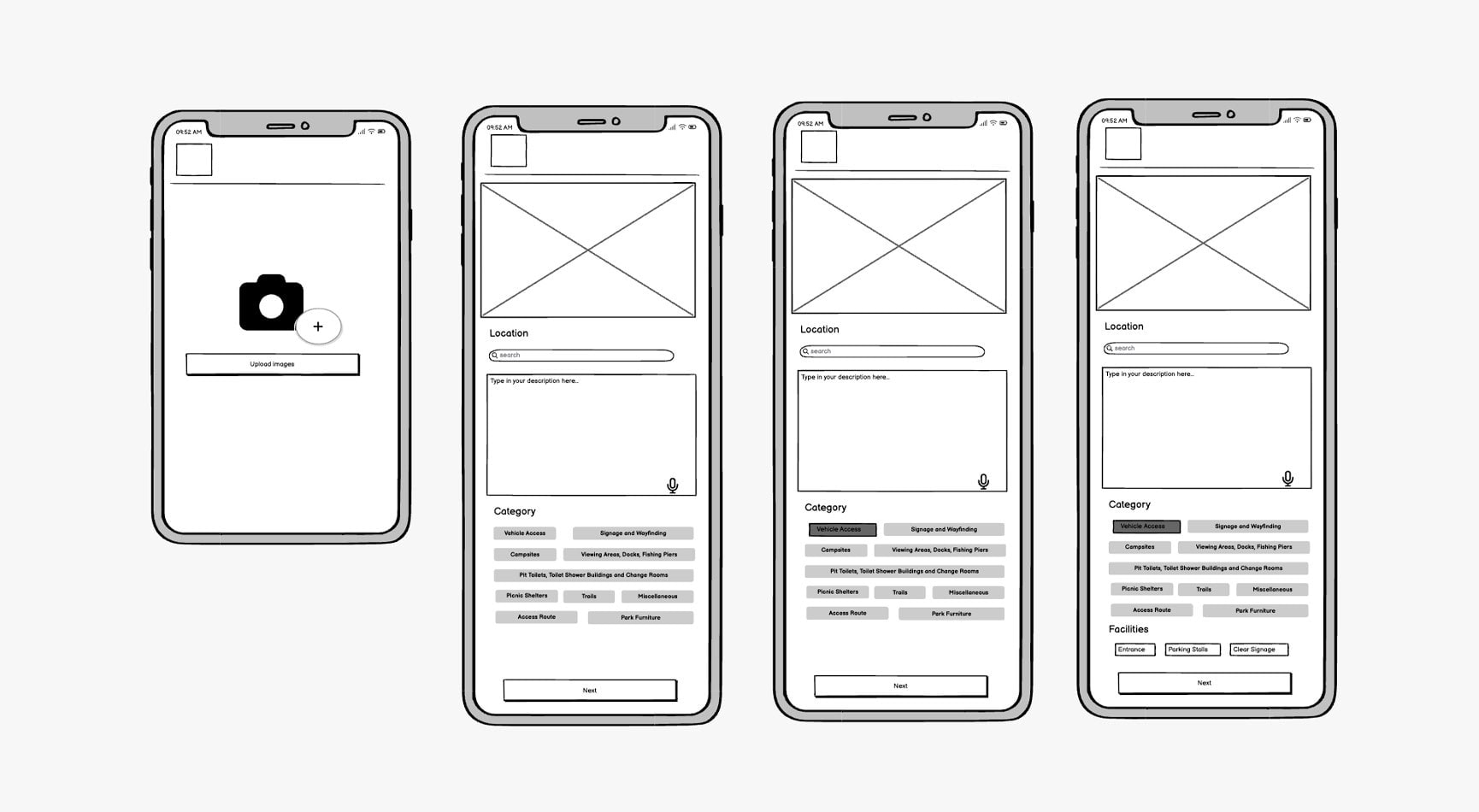 Hackathon: BC Parks  user feedback wireframe mockup illustration