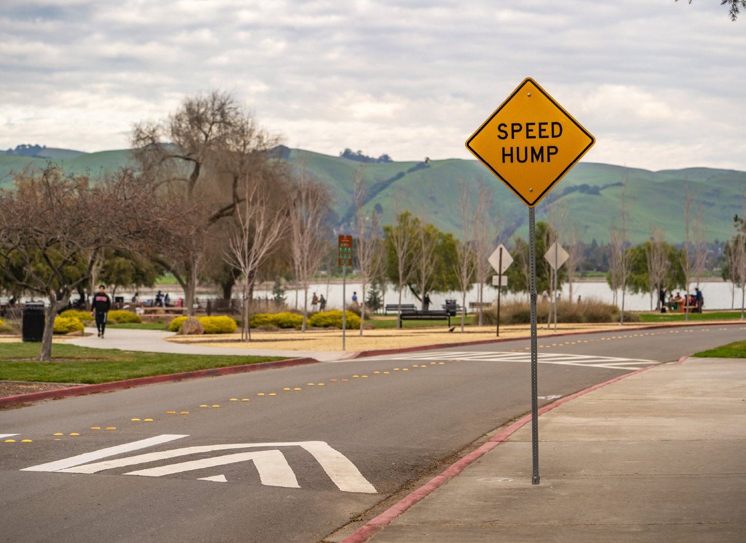 photo of a speed hump on a road for the concept of the speed of code using AI coding assistants