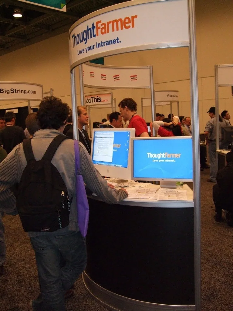 Photo of the old ThoughtFarmer booth at a tradeshow.