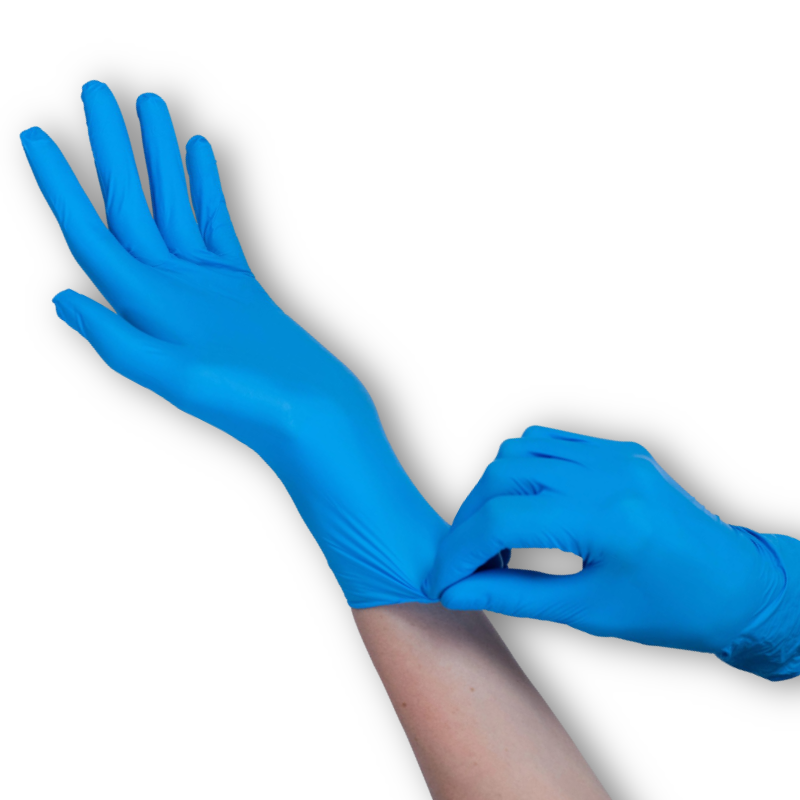 ถุงมือไนไตร 11″ สีฟ้า ไม่มีแป้ง