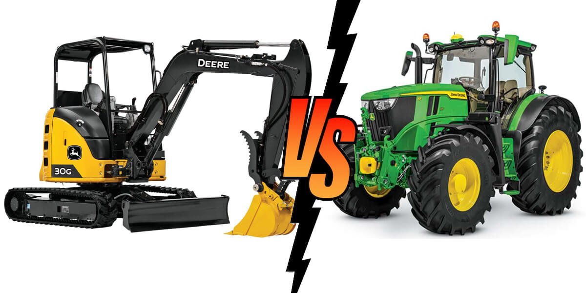 Excavator vs Tractor,excavators and tractors,an Excavator and a Tractor,an Excavator or a Tractor