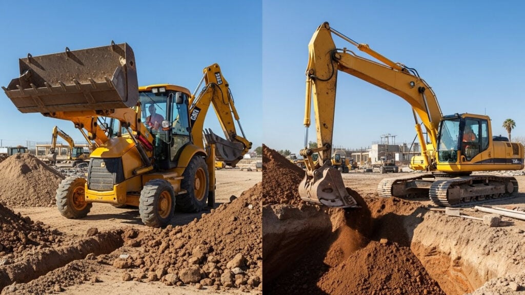 backhoe loader vs excavator 2