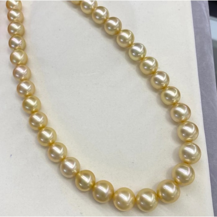 11.0-13.0mm AAAA runde goldene Südseeperlen Kette – Bild 5