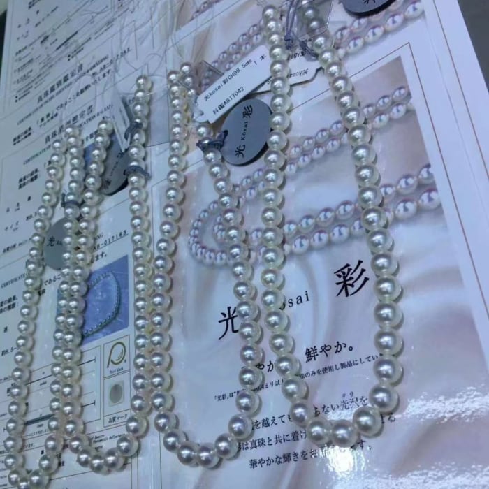 8.5-9.0mm AAAA weiße Perlen Collier – Bild 5