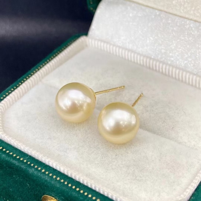 5.0mm AAA runde champagner goldene Akoyaperlen Ohrstecker – Bild 5
