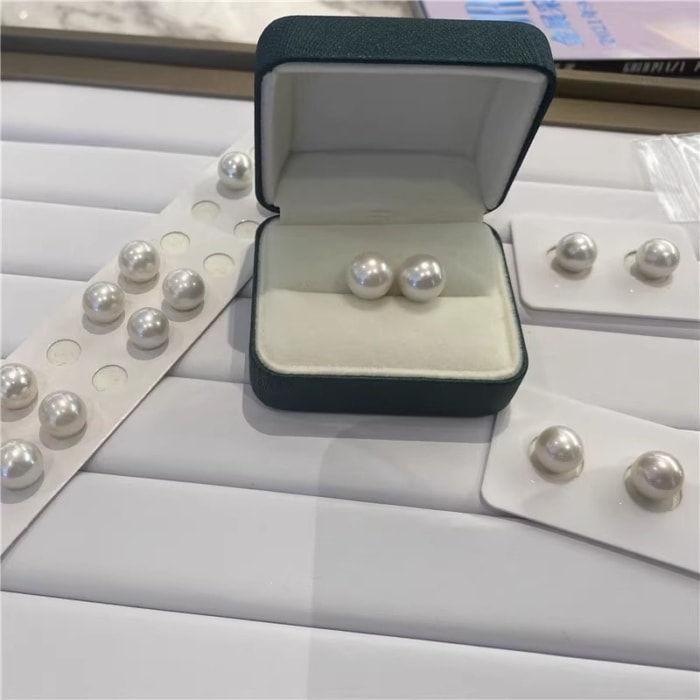 12.0mm AAA runde weiße große Südsee Perlen Ohrringe Stecker – Bild 5