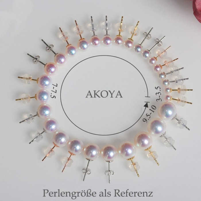 5.5mm AAA runde silbergraue Akoya Perlenohrstecker – Bild 5