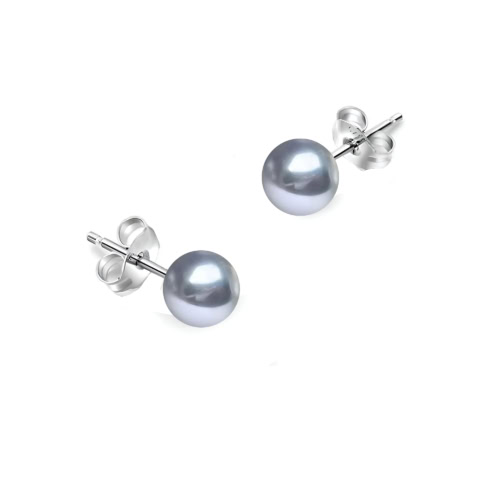 Silber grau Akoya Perlen aus Weissgold 5.5-6.0