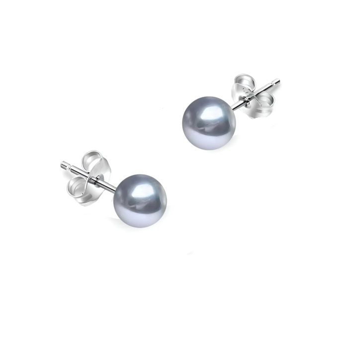 Silber grau Akoya Perlen aus Weissgold 5.5-6.0